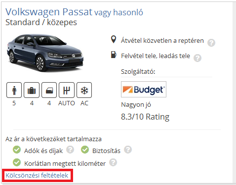 Autóbérlés kölcsönzési feltételek link helye